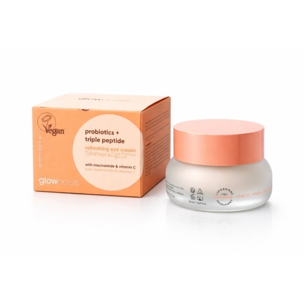 Glowoasis Probiotics Triple Peptide Refreshing Eye Cream Vegan Niacinamide